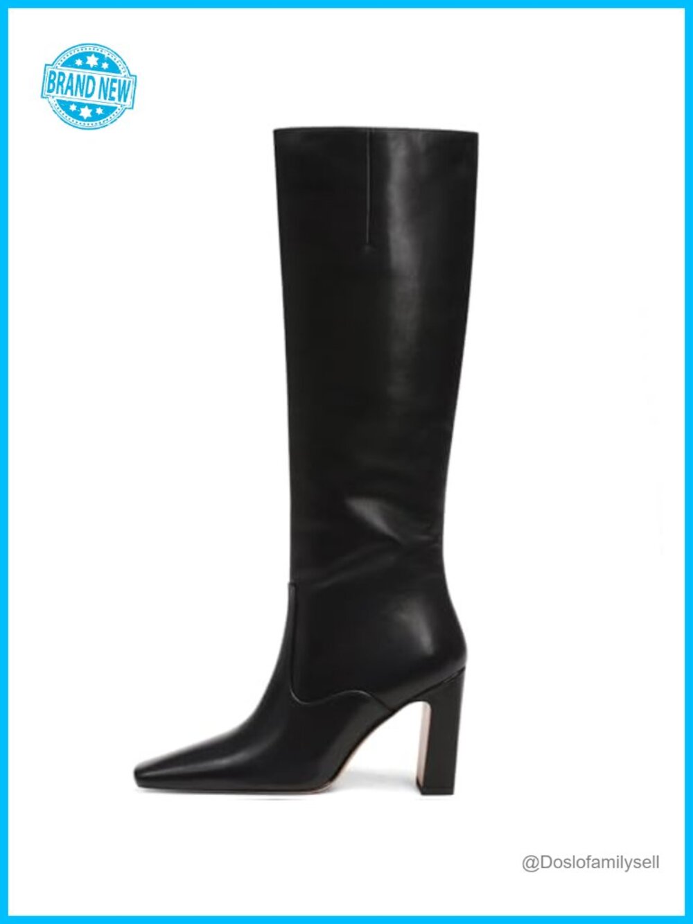 Women's Knee High Boots Square Toe Chunky Block Heel Faux Leather
